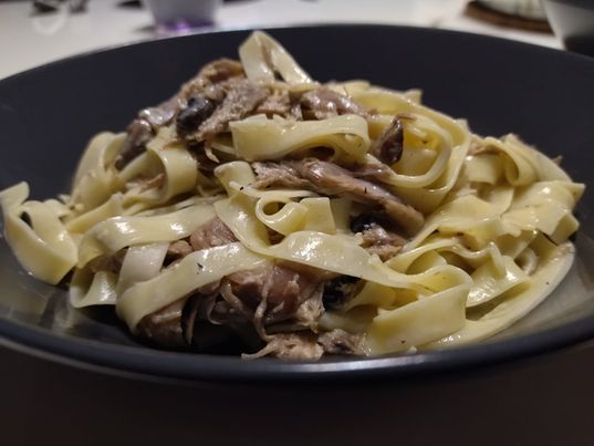 Tagliatelles au confit de canard