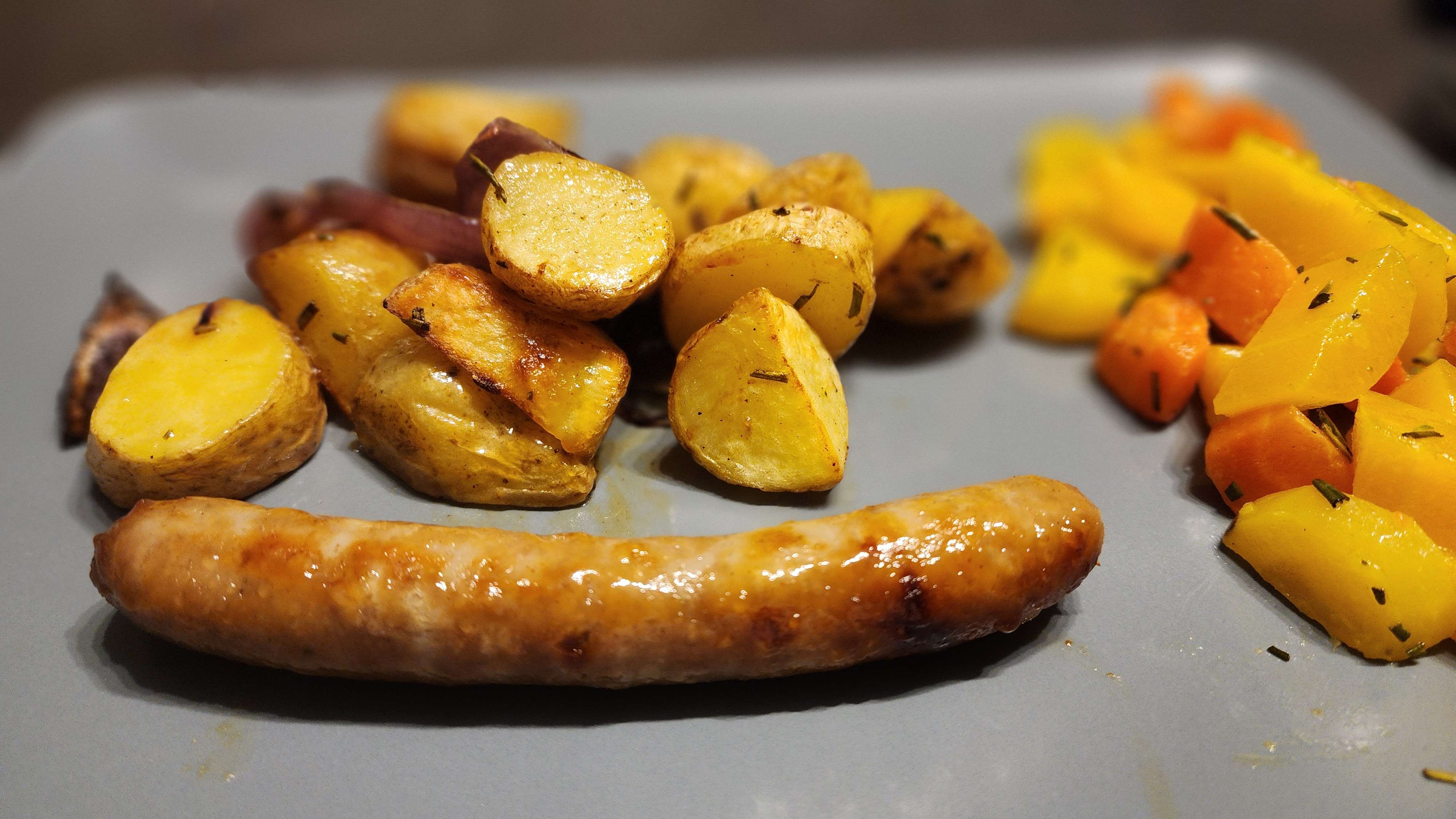 Saucisses de porc, sauce miel et moutarde